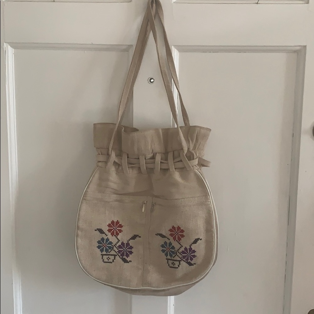 Embroidered tie boho purse